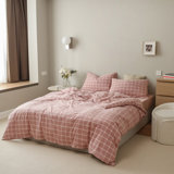 Ensemble de housse de couette en coton à motif écossais multicolore Buffa