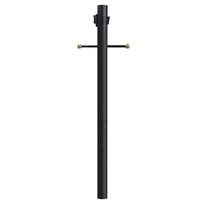 Lampadaire pour enterrement direct Solus 7, 8 ou 10 pi avec bras décoratif en croix, prise de courant et capteur photoélectrique Dusk-to-Dawn