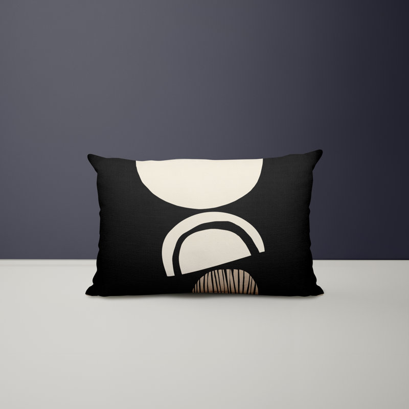 Housse et insert de coussin rectangulaire intérieur / extérieur en polyester / mélange de polyester Chamu, Noir