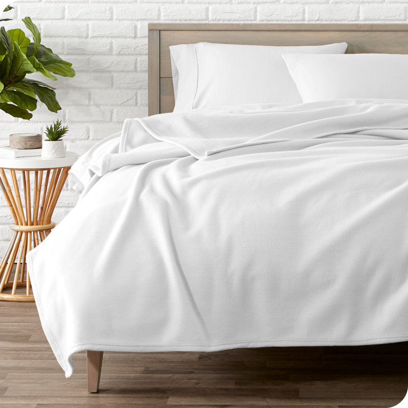 Lightweight Polar Fleece Blanket, White, King