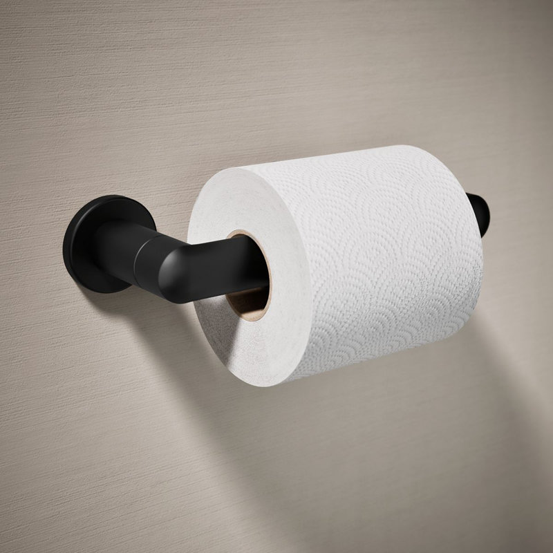 Kumin Contemporary Toilet Paper Holder, Wall-Mount Bathroom Toilet Paper Holder, Matte Black