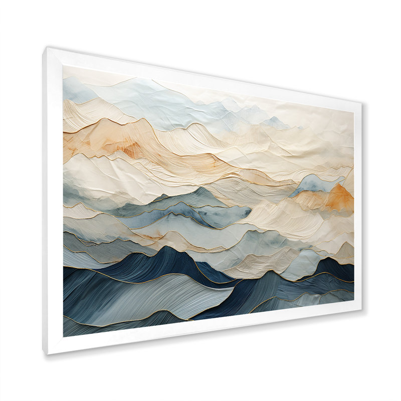 Majestic Mountain Peaks - montagnes, art mural, H 16 po x l 32 po, Cadre photo unique, Blanc
