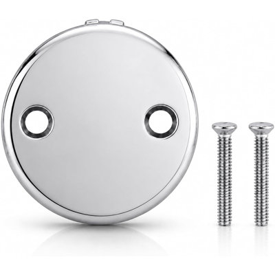 SUPPLYGIANT Plaque de trop-plein pour baignoire à 2 trous avec vis assorties, ajustement universel, finition chrome poli