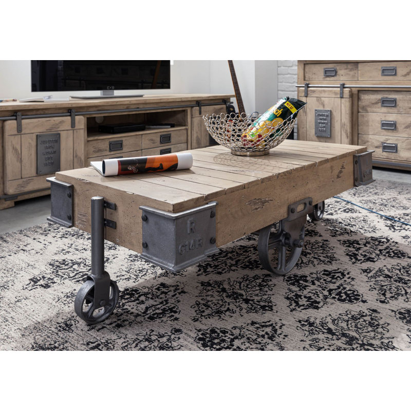 Railway Trestle Coffee Table, Tan, Grey