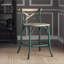 Tabouret de bar à dossier croisé turquoise antique et chêne antique