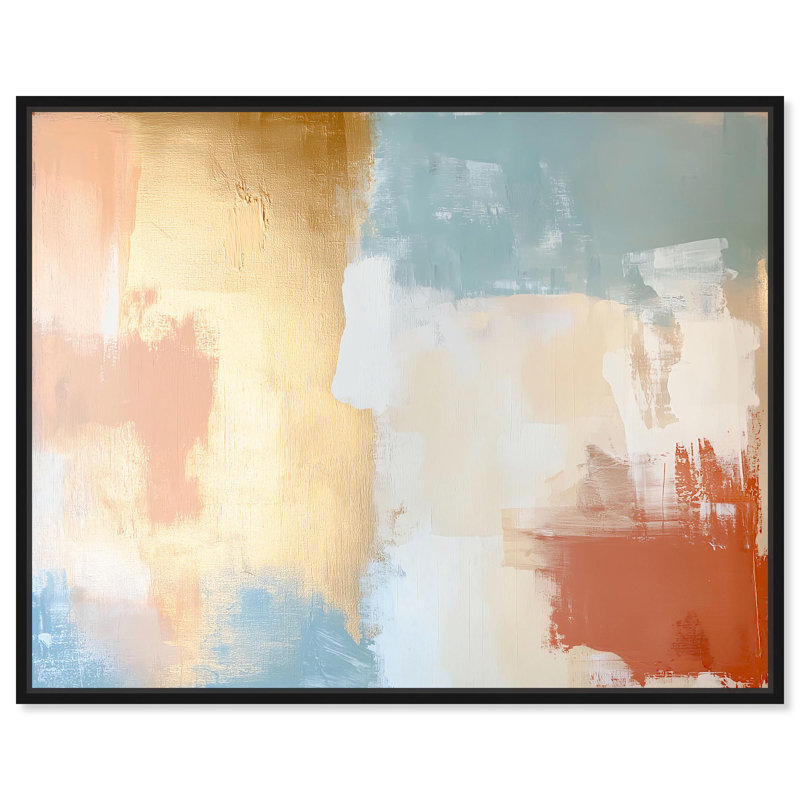 Art Remedy, toile abstraite colorée, H 21 po x l 17 po, Cadre flottant noir