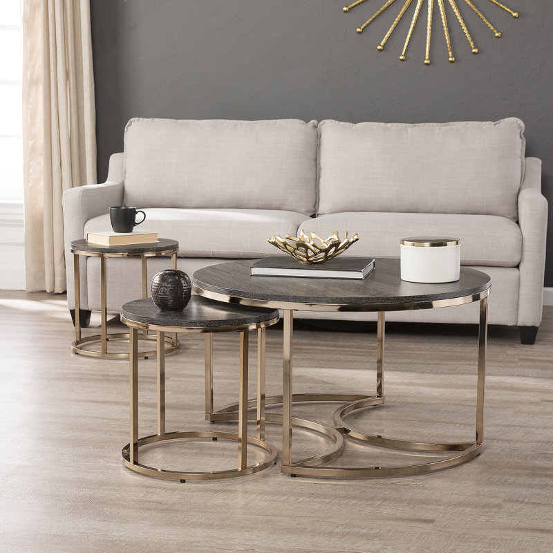 Ensemble de 3 tables basses rondes gigognes
