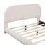 Lit plateforme double rembourré en molleton pleine grandeur - Tissu épais, structure en bois massif et design courbé élégant, beige-117137959-117137961