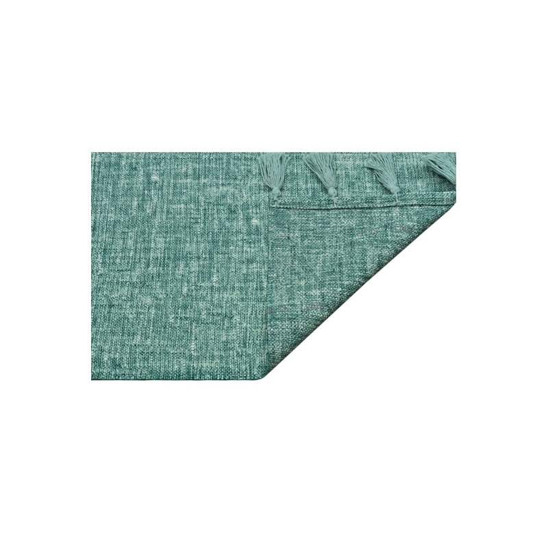 Tapis authentique à motifs multicolores en coton vert, Tapis de couloir 2 pi 8 po x 6 pi 7 po
