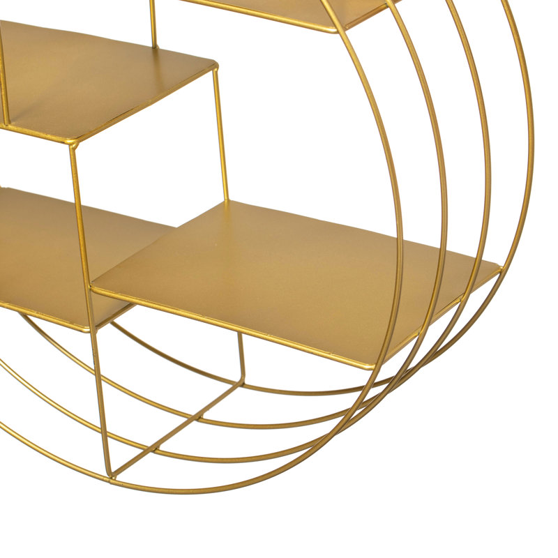 Everly Quinn 4-tier Floating Circular Silhouette Wall Shelf - Metal Wall-mounted Display Shelf, Multi-functional Wall Storage - Perfect For Entryway, Bathroom, Bedroom, Living Room Or Office, Gold
