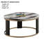 Ensemble de tables triangulaires de style contemporain 3 pièces, 1 table basse, 2 tables de bout, plateau en marbre, anneau en or, pieds en bois, salon principal