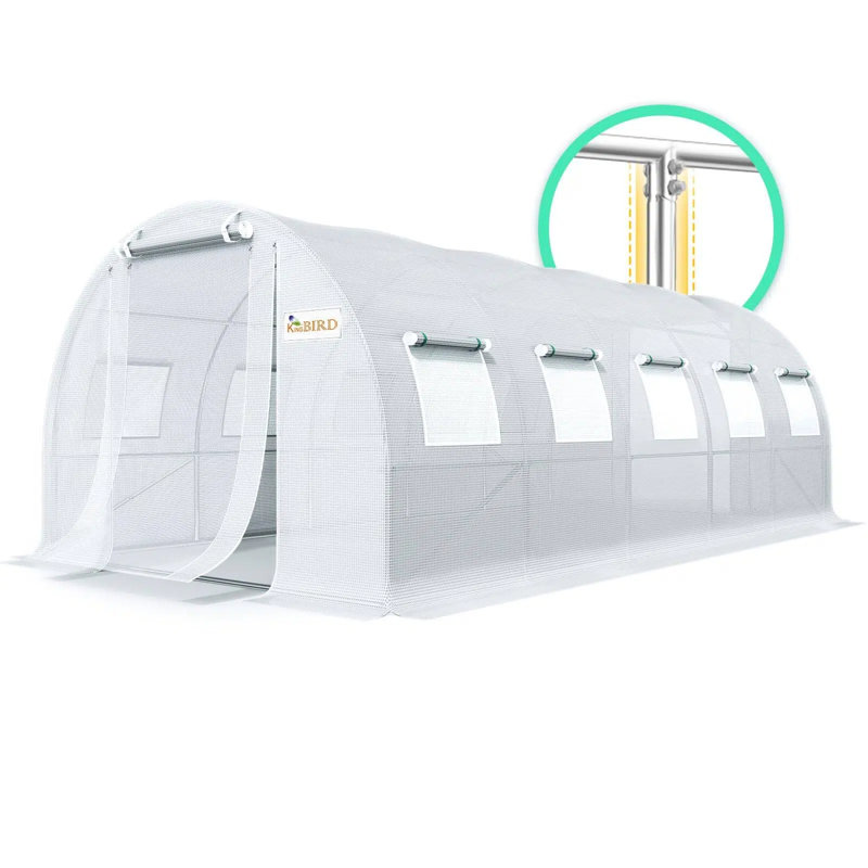 KING BIRD Premium 25x10x6.6FT Large Walk-in Greenhouse for Outdoors, Heavy Duty Galvanized Steel Frame, White, White