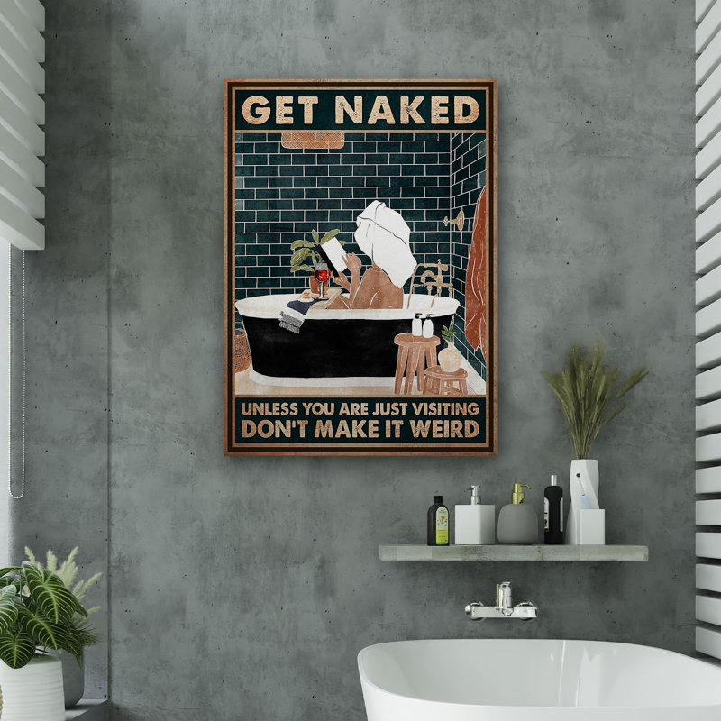 Fille lisant un livre dans le bain - Get Nude Gallery, toile tendue - décor de salle de bain et de lessive, décor de salle de bain noir et brun