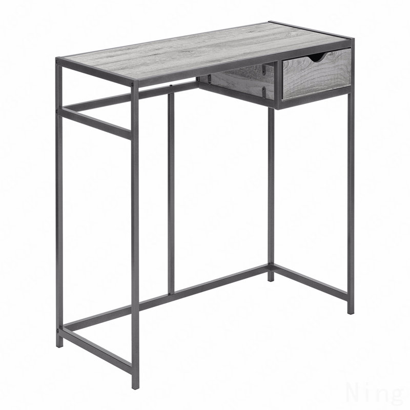 Bureau d'ordinateur, bureau personnel, ordinateur portable, tiroir de rangement, L 42 po, travail, stratifié gris, métal noir, contemporain, moderne