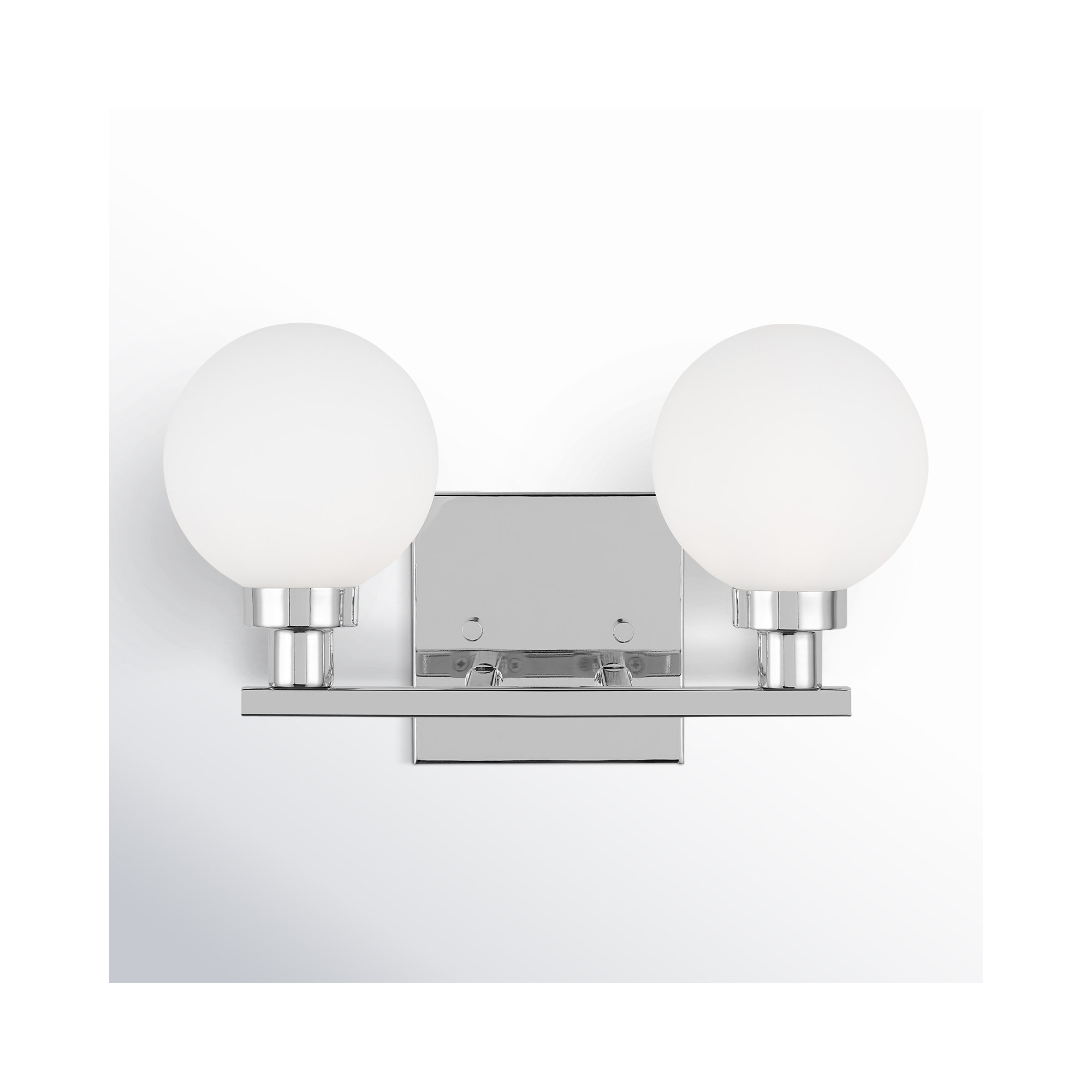 2 Light Frosted Dimmable Vanity Light, Chrome