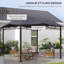 Pavillon de jardin en acier 10 x 10 pi, pour l'extérieur avec toit à motif géométrique (gris)