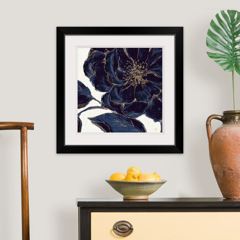 «Indigo Garden II», reproduction d'impression, Cadre noir, H 24 po x l 24 po x P 1 po