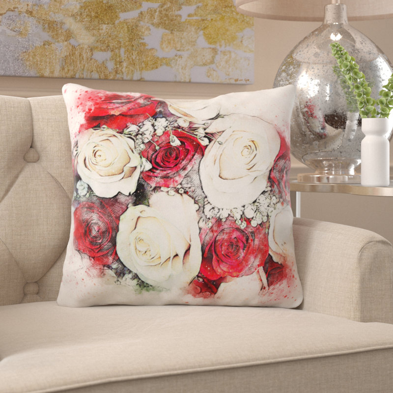 Coussin décoratif fleurs Wittrock, Microsuède, Intérieur