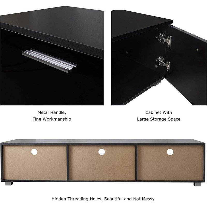 Crédence de rangement l 62,99 po Aivan, Noir