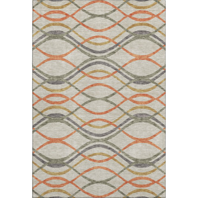 Premium Machine Washable Prisco Orange Rug