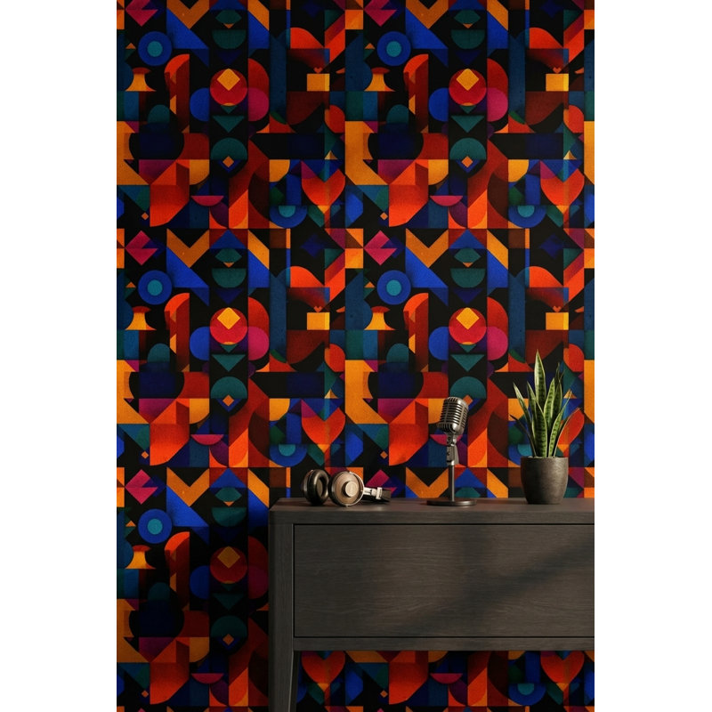 Papier peint géométrique abstrait mural