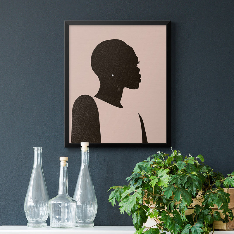 «Pink Silhouette II», toile encadrée de qualité supérieure - prête à être accrochée, Noir, H 24 po x l 20 po