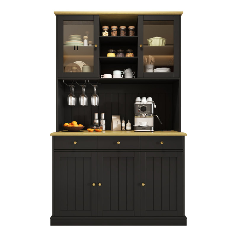 Kitchen Pantry, Black, Gold