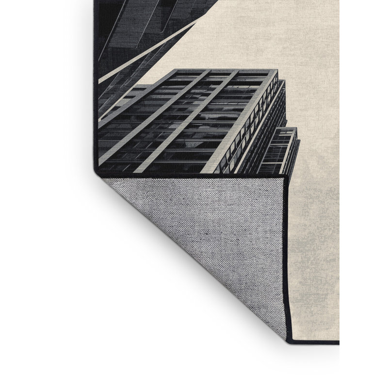 Machine Washable Ottavio Modern & Contemporary Geometric Rug in Beige – Black Binding, 2 x 4