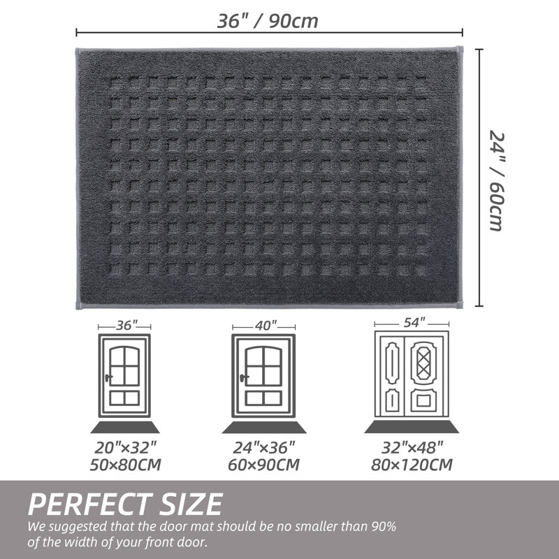 Paillasson Waffle, L 24 po x L 36 po, Gris foncé
