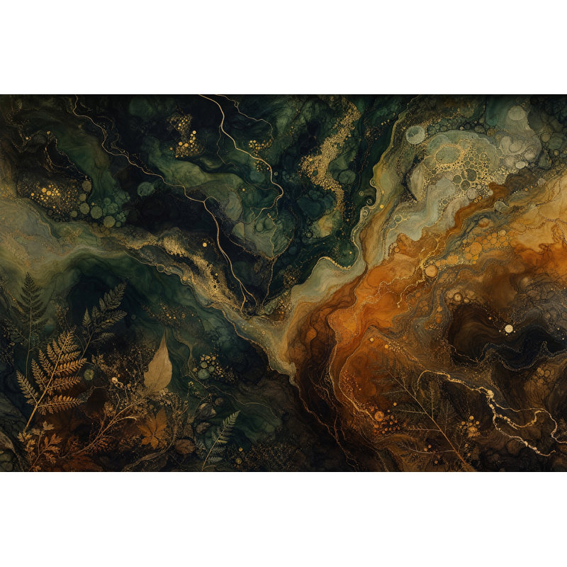 Papier peint amovible foncé effet marbre vert émeraude, 160 po x 108 po, Non tissé