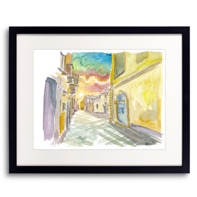 Walking Around In Taormina Sicily With Flair And Shops Print by Martina Bleichner