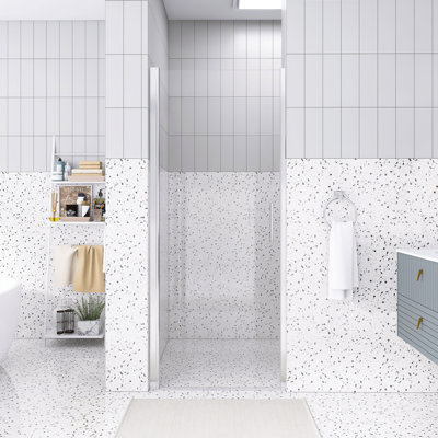 30"X 72" Pivot Shower Door | Chrome Aluminum Frame | Half Frame | 1/4 Inch Tempered Glass With Explosion-Proof Film | Stainless Steel Handle