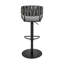 Tabouret de bar ou de bar pivotant réglable Blaise en métal noir avec tissu gris et similicuir