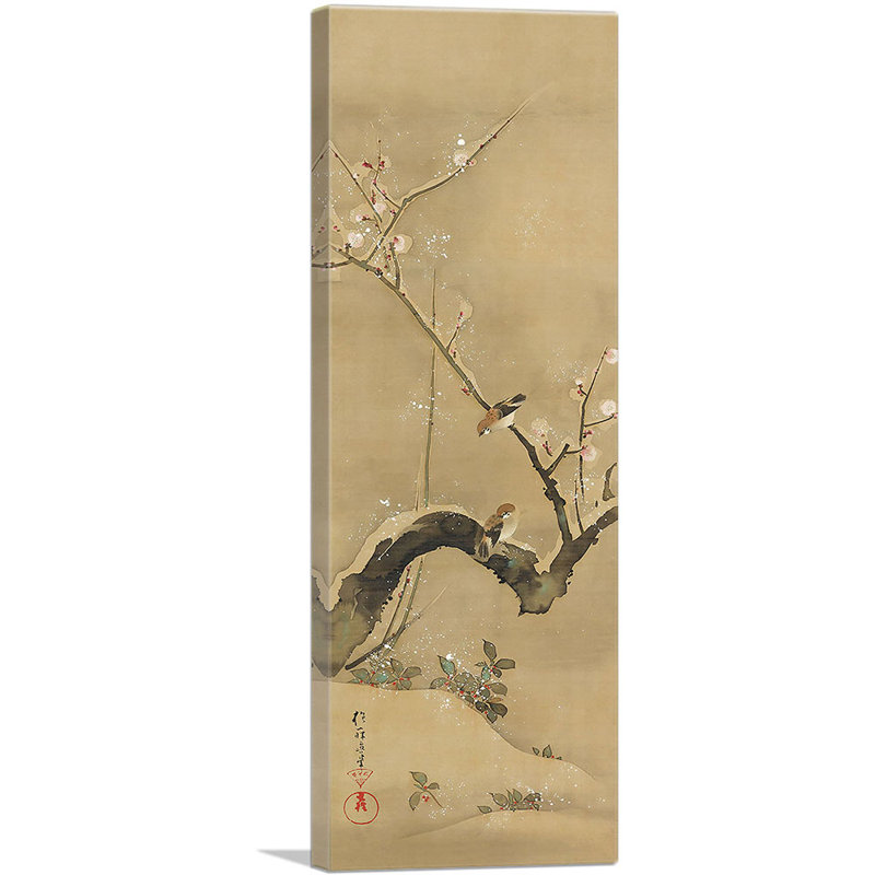 «Birds and Flowers» par Sakai Hoifi - reproduction d'art sur toile tendue, H 36 po x l 12 po x P 1,5 po