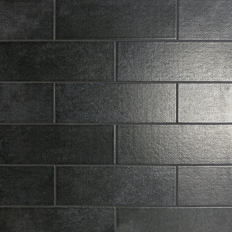 Piston 4" x 12" Ceramic Fabric Look Subway Tile, Black