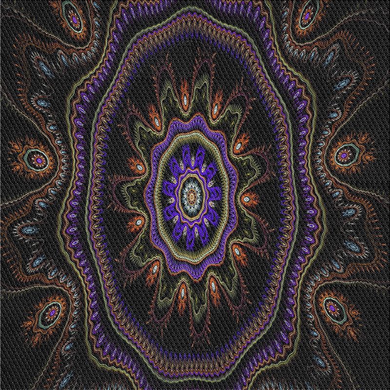 Tapis noir/bleu/noir tissé à la machine, Carré 8 pi