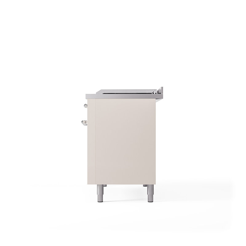 ILVE Nostalgie II 48 in Dual Fuel Range, 5 Burner, Griddle, Frenchtop, Antique White/Chrome, Natural Gas