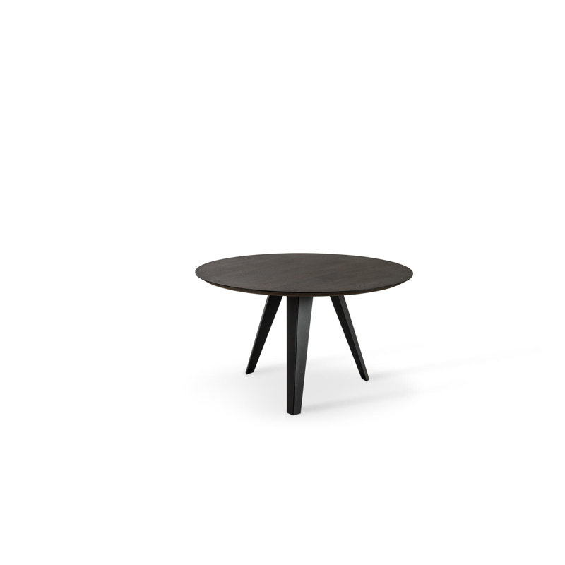 Leedey Oak Round Wood Top Dining Table, Thermo Burnt Oak