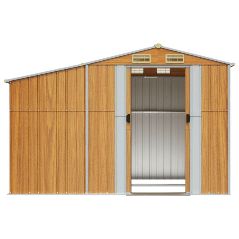 Brason Garden Shed 277x192.5x179 cm Galvanised Steel, Light Brown