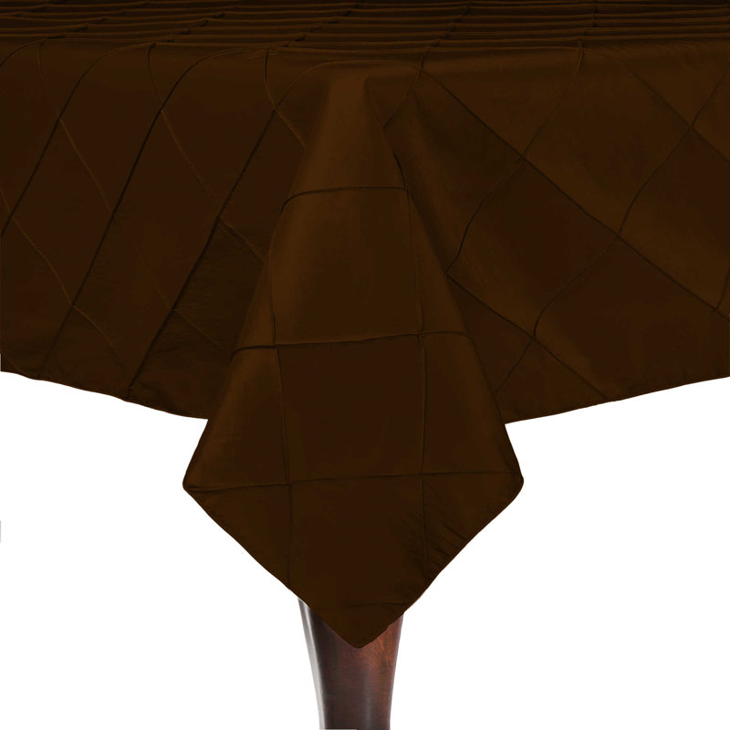 Ultimate Textile Embroidered Pintuck Taffeta Tablecloth Chocolate Light Brown, 60" W x 84" L, 1