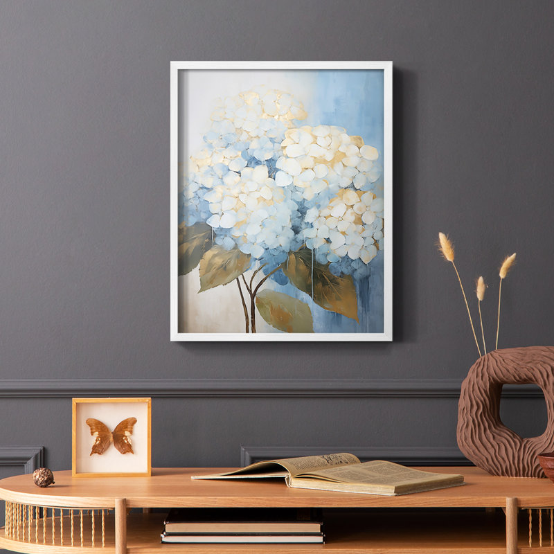 Série FLORAL CXVII - reproduction encadrée de qualité supérieure - prête à être accrochée - aucun clou requis, Blanc