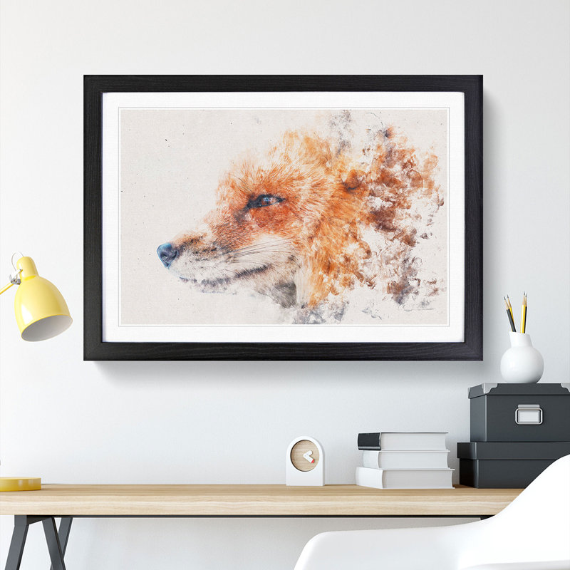 Profile of a Red Fox - Framed Print, 33cm H x 45cm W x 2cm D, Black Framed