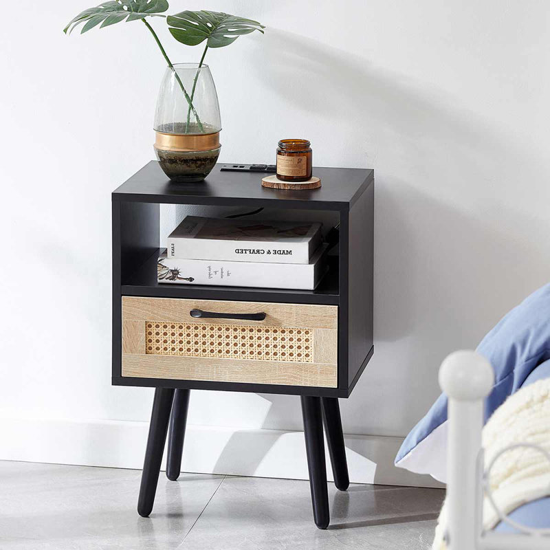 Turon 15.75'' W Nightstand, Black