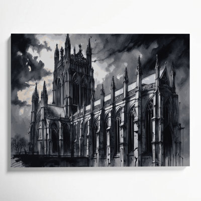 Halloween Gothic architecture Black Canvas Wall Art