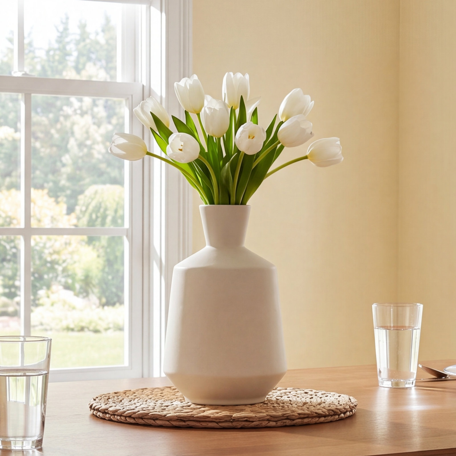 Mable Table Vase, White