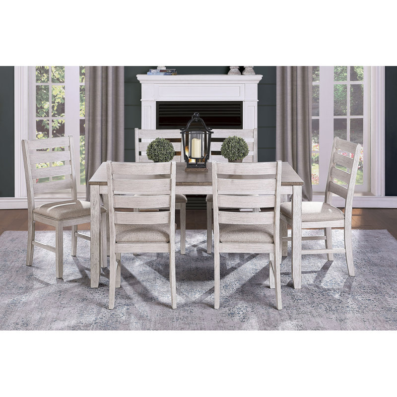 Ensemble de salle à manger décontracté 7 pièces Table rectangulaire en bois et 6 chaises d'appoint, 7