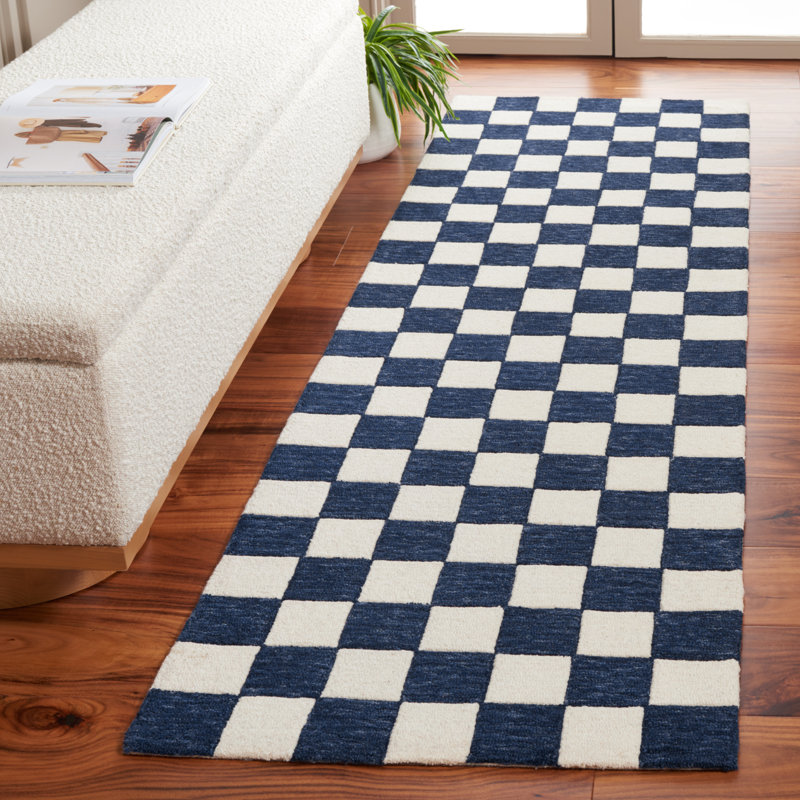 Tapis bleu marine / ivoire Freemont, Tapis de couloir 2 pi 3 po x 8 pi