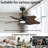 44-Inch Ceiling Fan With Light, 5 Solid Wood Blades, DC Motor, APP & Remote Control, Dimmable Full-Spectrum LED, Reversible Airflow, For 15X15 Ft Living Room Bedroom, Works On Sloped Ceilings (Less Than15°)