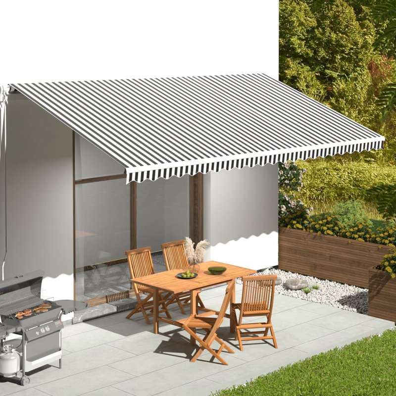 Awning Top Sunshade Canvas , 500cm W x 300cm D, Anthracite/White