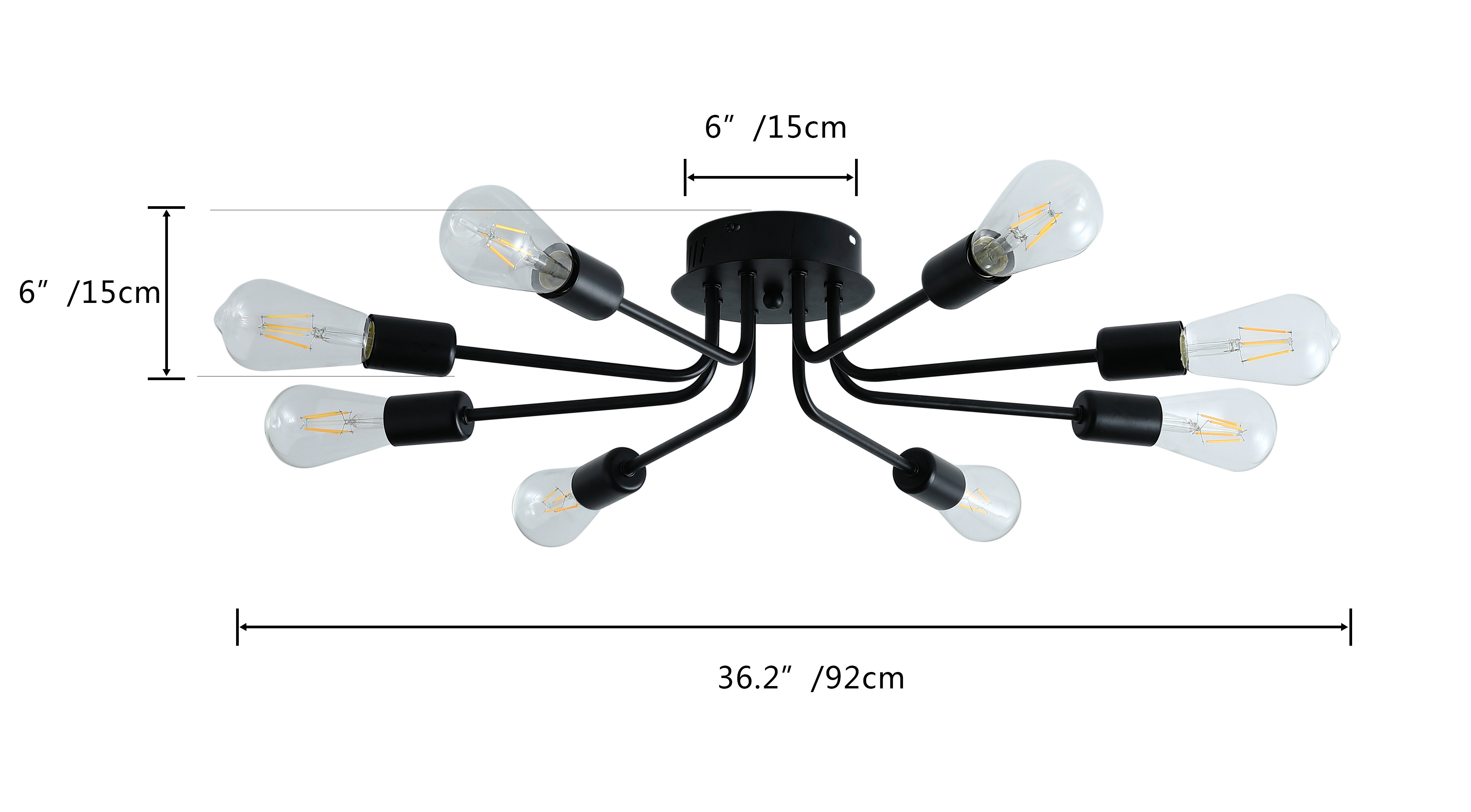 Corrigan Studio® 8 - Light Sputnik Modern Linear Semi Flush Mount ...